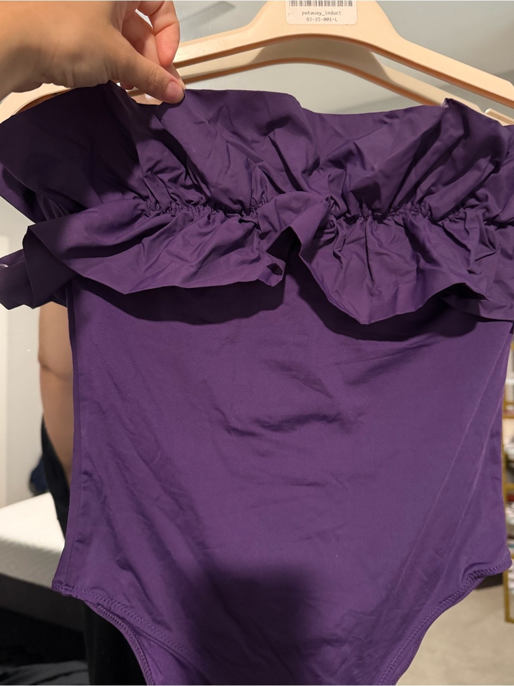 Zara: Purple Ruffle Strapless One-Piece Swimsuit - Picture 5 of 8